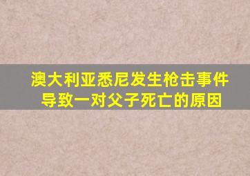 澳大利亚悉尼发生枪击事件 导致一对父子死亡的原因